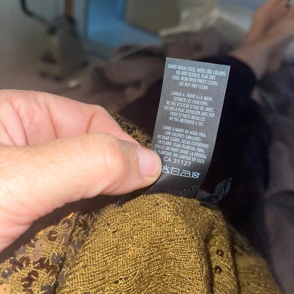 Donna Karan Womens Tank Dress Shrug Set Size Large Brown Sequin Knit Long - Picture 5 of 8